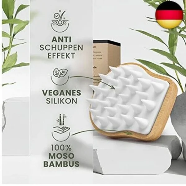 BAMBUA Masážna kefa na pokožku hlavy - [100% Plastic Free] Bambusová kefa na šampón - A