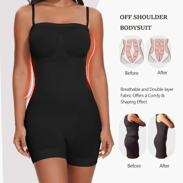 Bodysuit bez ramienok off rameno Bustier pás Snathing tvarovanie Tube Top Dámske šortky Shapewear Tummy Control Body Shaper Waist Trainer Skinny spodná bielizeň