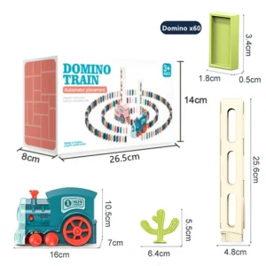 Detské elektrické domino vlakové auto Set Zábavná hra Zvuk Svetlo Automatické kladenie farebných domino tehlových blokov Hra Vzdelávacie DIY hračka Darček