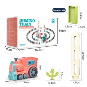 Detské elektrické domino vlakové auto Set Zábavná hra Zvuk Svetlo Automatické kladenie farebných domino tehlových blokov Hra Vzdelávacie DIY hračka Darček