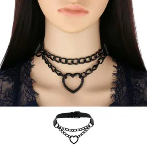 Čierny kožený náhrdelník Punk Rock PU Rock Láska kožený náhrdelník náhrdelník pre ženy Goth Choker náhrdelník nastaviteľný Srdce Choker PU náhrdelník Mäkký golier reťaze Krátky golier pre ženy dievčatá