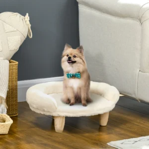 Pawhut Cat Bed Dog Sofa Dog Bed Pet Sofa Vyvýšený gauč pre domáce zvieratá so zvýšeným dizajnom Cream